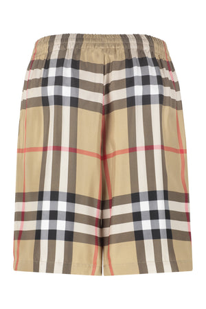 BURBERRY Luxurious Checkered Silk Men's Shorts for Summer | Beige