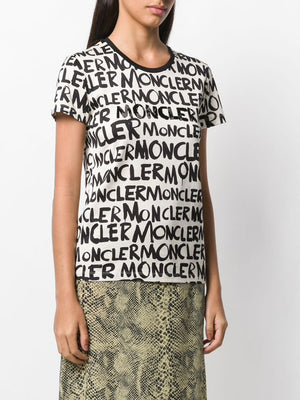 MONCLER Allover Logo Short Sleeve T-Shirt for Women