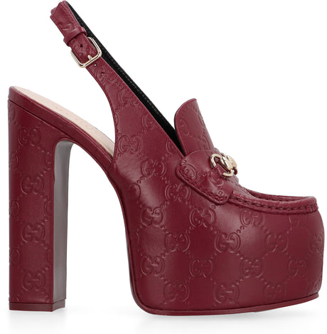 GUCCI Leather Slingback Pumps with Adjustable Strap - 6 cm Platform Height