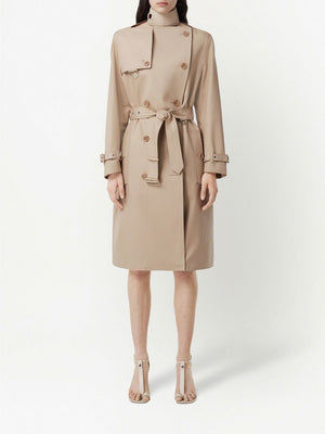 BURBERRY Beige Cotton Raincoat - Women's Double-Breasted Outerwear for SS22