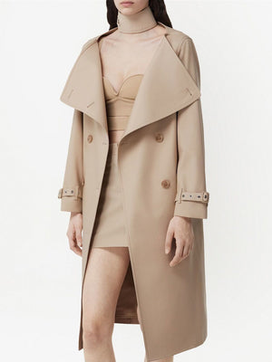 BURBERRY Beige Cotton Raincoat - Women's Double-Breasted Outerwear for SS22