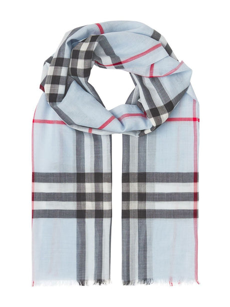 BURBERRY Check Motif Wool Blend Scarf