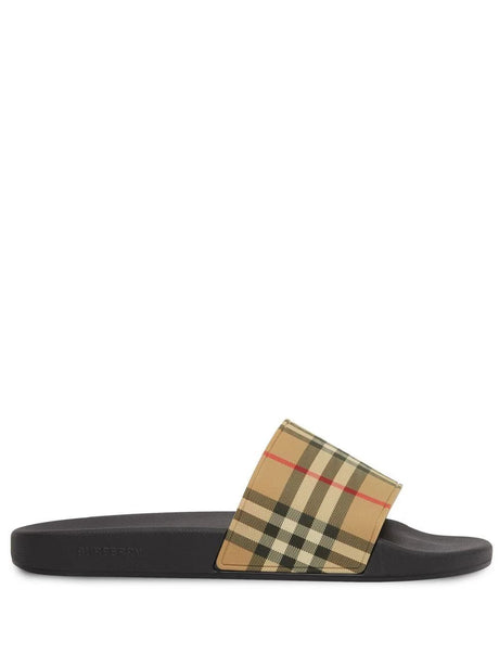 MEN'S TARTAN SLIDE SANDALS BY BURBERRY