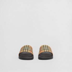 MEN'S TARTAN SLIDE SANDALS BY BURBERRY