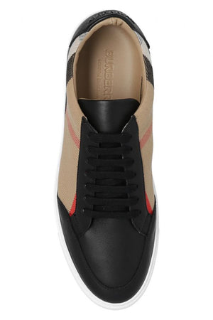 BURBERRY Checkered Leather Sneakers in Archive Beige and Jet Black