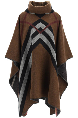 BURBERRY Brown Check Chevron Poncho for Women