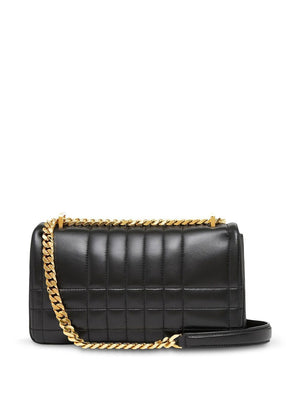 BURBERRY Quilted Leather Small Lola Crossbody Bag in Black with Gold Accents