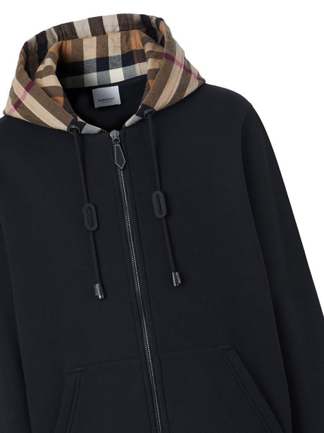 BURBERRY Men's Black Zip-Up Sweater for Fall/Winter 2024