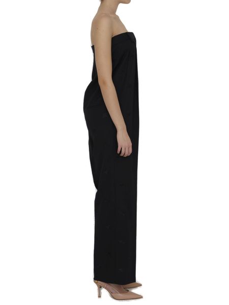 BURBERRY Strapless Wool Jumpsuit with Embroidered Equestrian Pattern