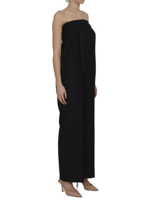 BURBERRY Strapless Wool Jumpsuit with Embroidered Equestrian Pattern