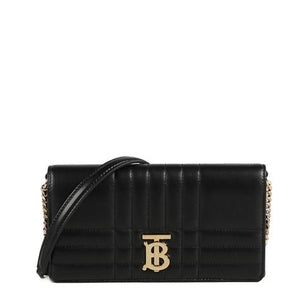 BURBERRY Mini Lola Quilted Leather Shoulder Bag with Chain Strap - Black
