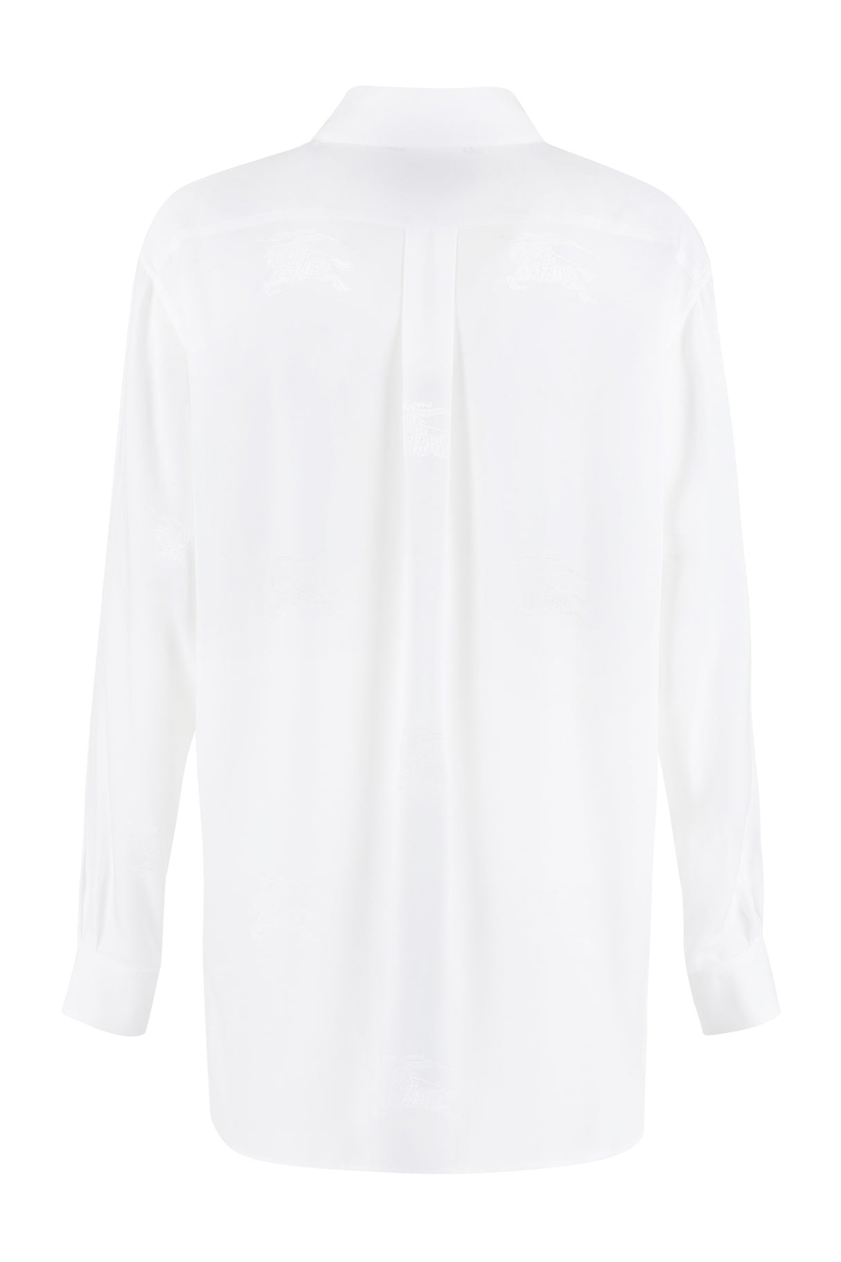 BURBERRY White Silk Shirt with Nacre Buttons and Rounded Hem for Women