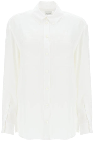 BURBERRY Fluid Silk Twill Shirt with Tonal Jacquard EKD Pattern for Women