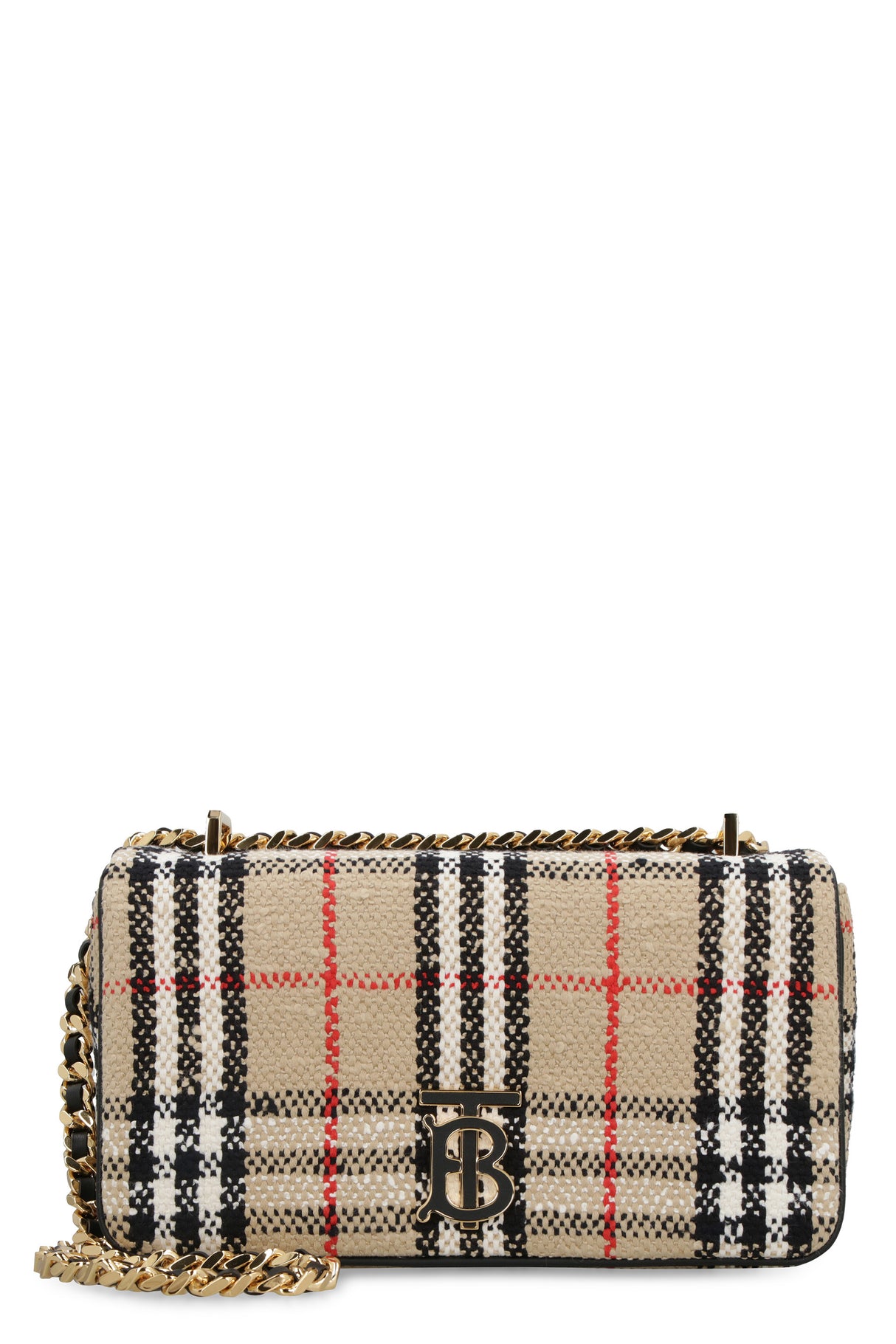 BURBERRY Beige Check Crossbody Bouclé Handbag for Women