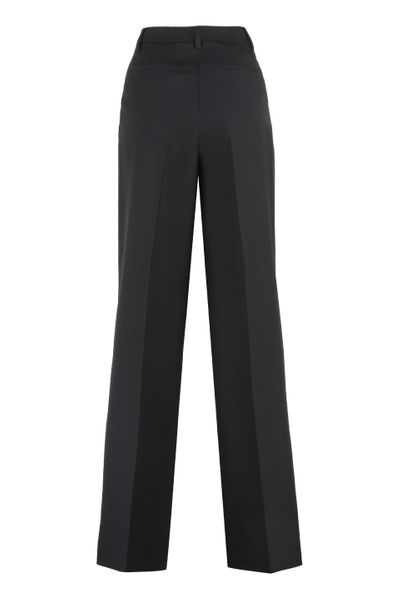 BURBERRY Pleated Wide-Leg Wool Trousers in Black - Spring/Summer 2024 Collection