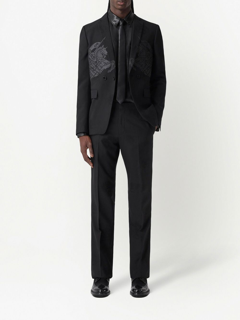 BURBERRY Men's Black Jacquard Tuxedo Trousers - SS23