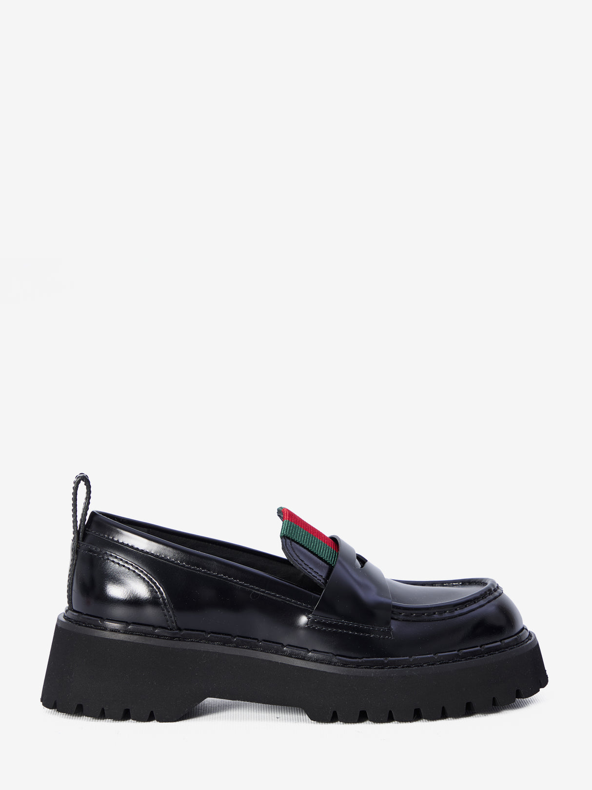 GUCCI Luxe Mini Leather Loafers with Signature Stripes