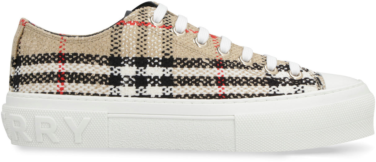 BURBERRY Beige Check Low-Top Sneakers for Women - SS23 Collection