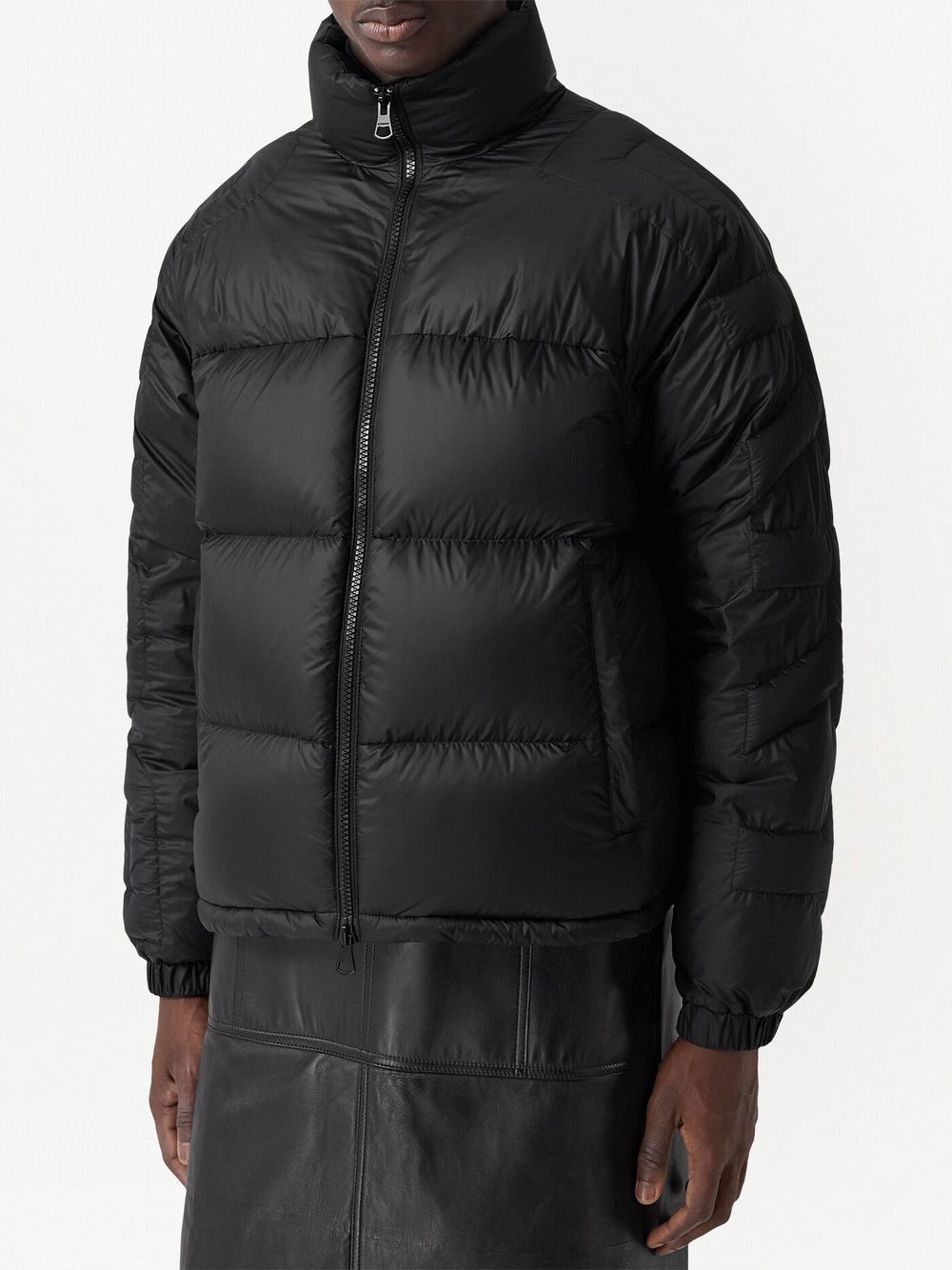 Men's Black Quilted Puffer Jacket with Burberry Logo - Size M (US)