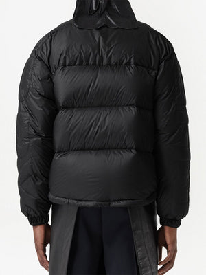 Men's Black Quilted Puffer Jacket with Burberry Logo - Size M (US)