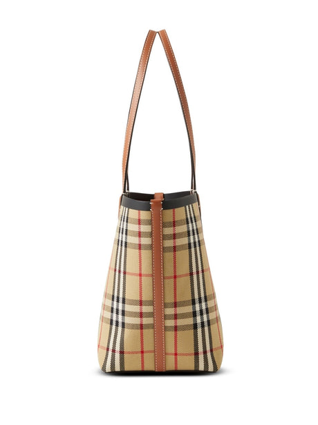 BURBERRY Beige Checkered Tote Handbag for Women - SS24 Collection