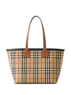 BURBERRY Beige Checkered Tote Handbag for Women - SS24 Collection