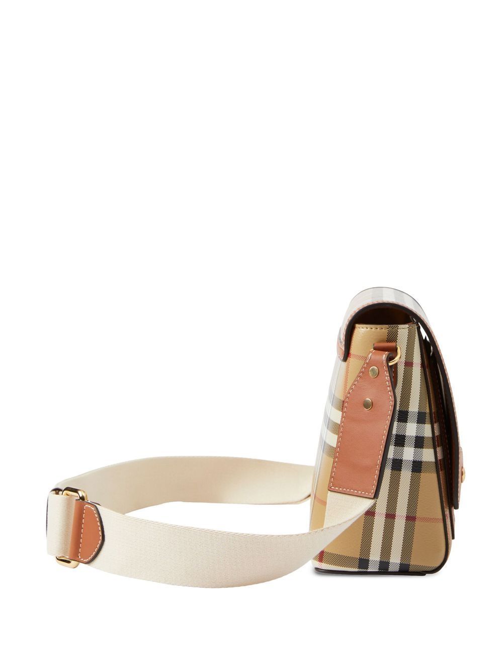 BURBERRY Note Check Crossbody Handbag in Beige