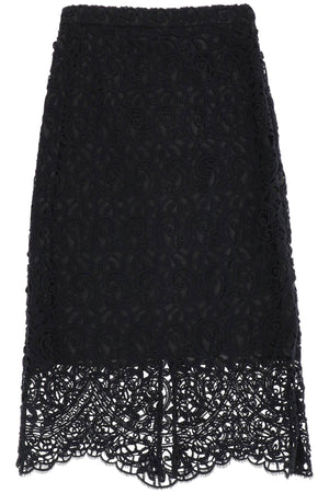 Burberry Black Macrame Lace Pencil Skirt