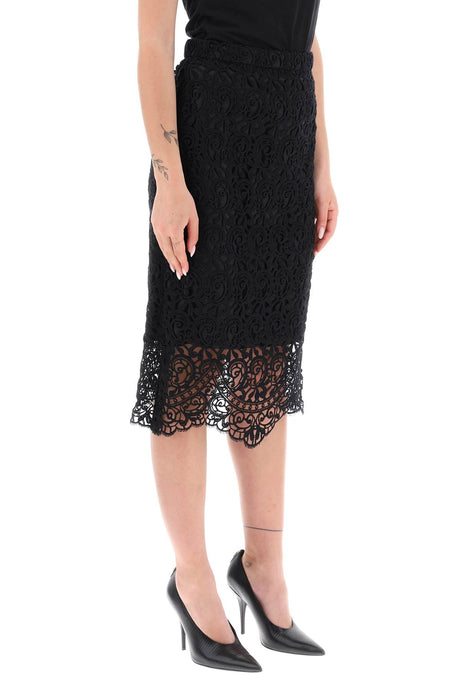 Burberry Black Macrame Lace Pencil Skirt