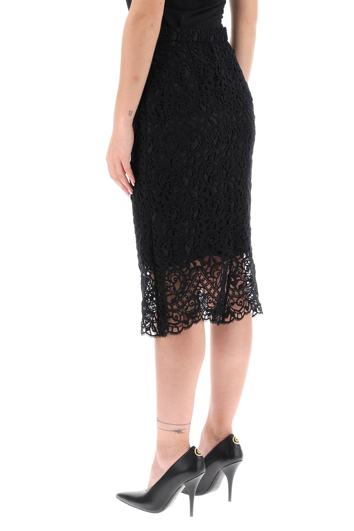 Burberry Black Macrame Lace Pencil Skirt