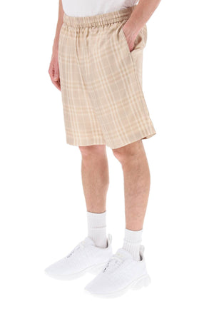 Men's Burberry Tartan Silk Shorts - Beige (2024 FW23 Collection)