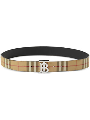 BURBERRY Elegant Arch Beige 35mm Plaque Belt