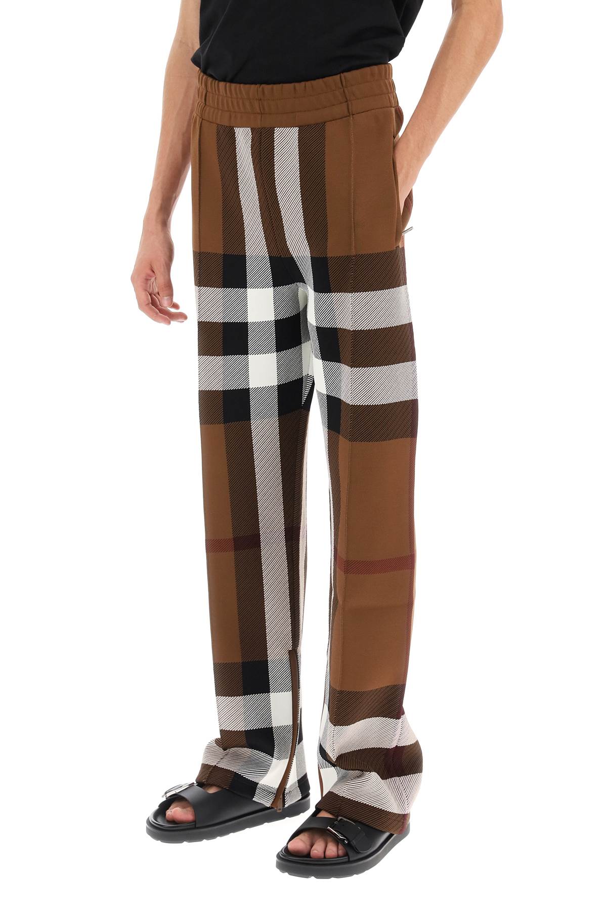 BURBERRY Men's Brown Check Straight-Leg Track Pants for FW23