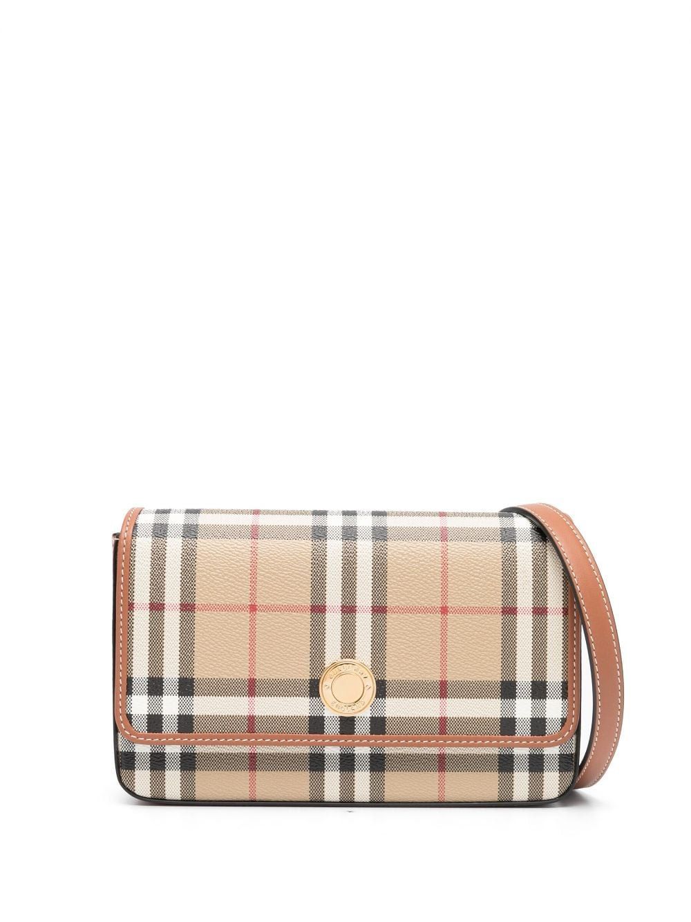 Vintage Check Crossbody Bag cho phụ nữ màu nâu