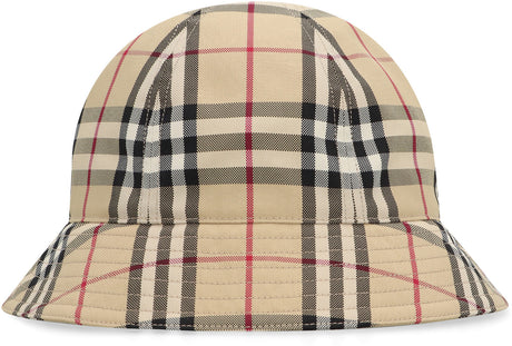 BURBERRY Trendy Beige Checkered Bucket Hat for Women - FW23