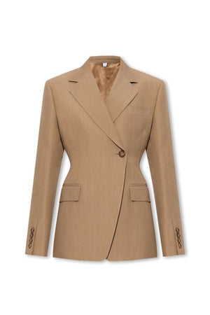 BURBERRY Women's Double-Breasted Jacket in Beige Virgin Wool