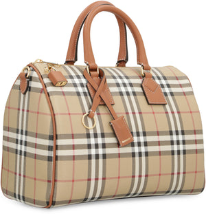 BURBERRY Chic Multicolor Coated Canvas Medium Bowling Handbag