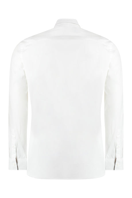 BURBERRY Men's White Cotton Shirt with Classic Collar and Rounded Hem - FW23