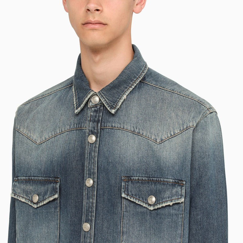 BURBERRY Blue Denim Shirt for Men - FW23 Collection