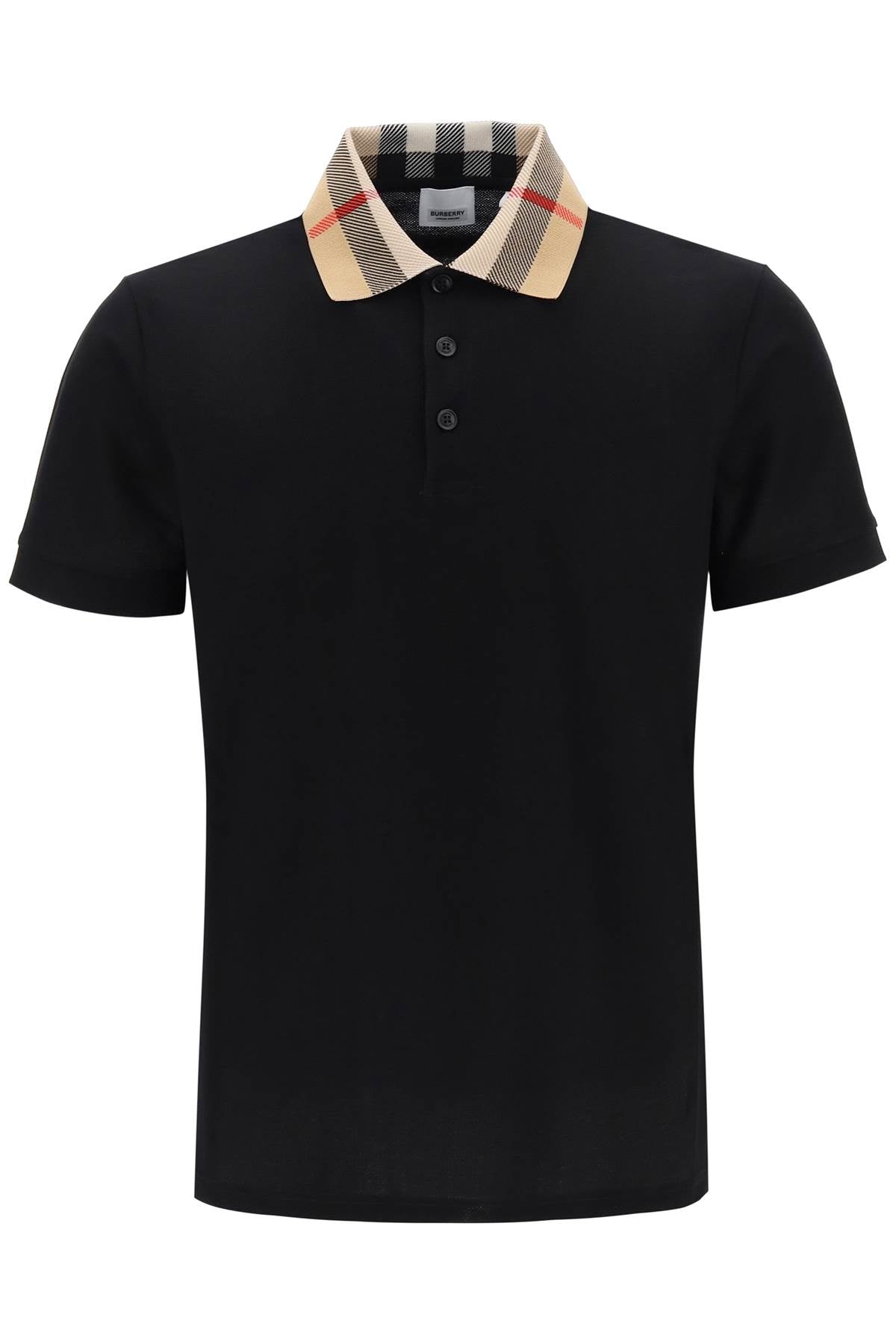 BURBERRY Classic Check Collar Cotton Polo Shirt for Men - FW24