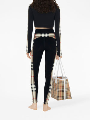 BURBERRY Check Band Crop Top with Stand-Up Collar