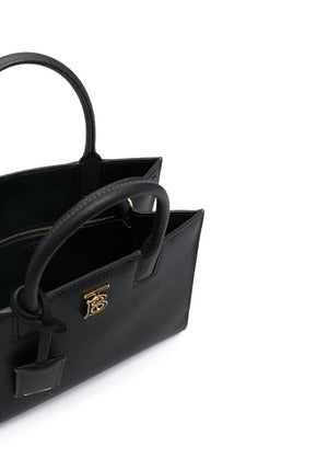 BURBERRY Mini Frances Black Calf Leather Top-Handle Tote for Women