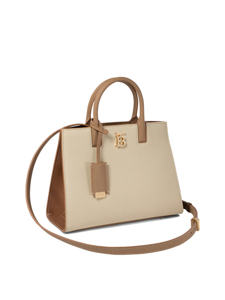 BURBERRY Frances Mini Calf Leather Handbag in Beige