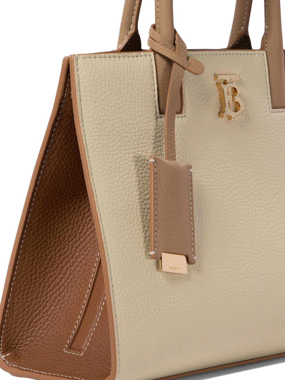 BURBERRY Frances Mini Calf Leather Handbag in Beige