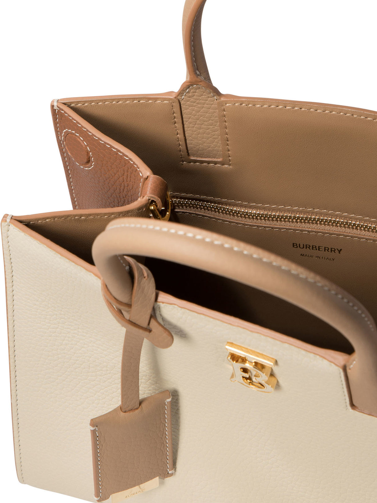 BURBERRY Frances Mini Calf Leather Handbag in Beige