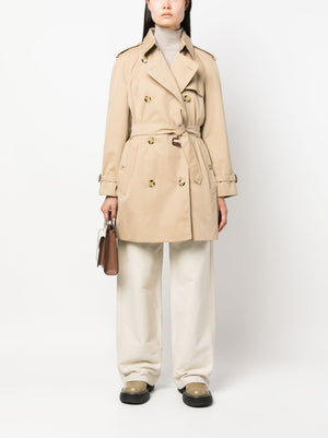 Áo Khoác Trench Cotton màu Beige với Lớp Lót Hoa Văn Cổ Điển - Áo Ngoài dành cho Nữ