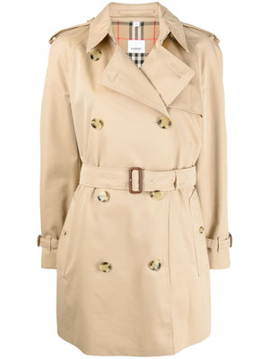 Áo Khoác Trench Cotton màu Beige với Lớp Lót Hoa Văn Cổ Điển - Áo Ngoài dành cho Nữ