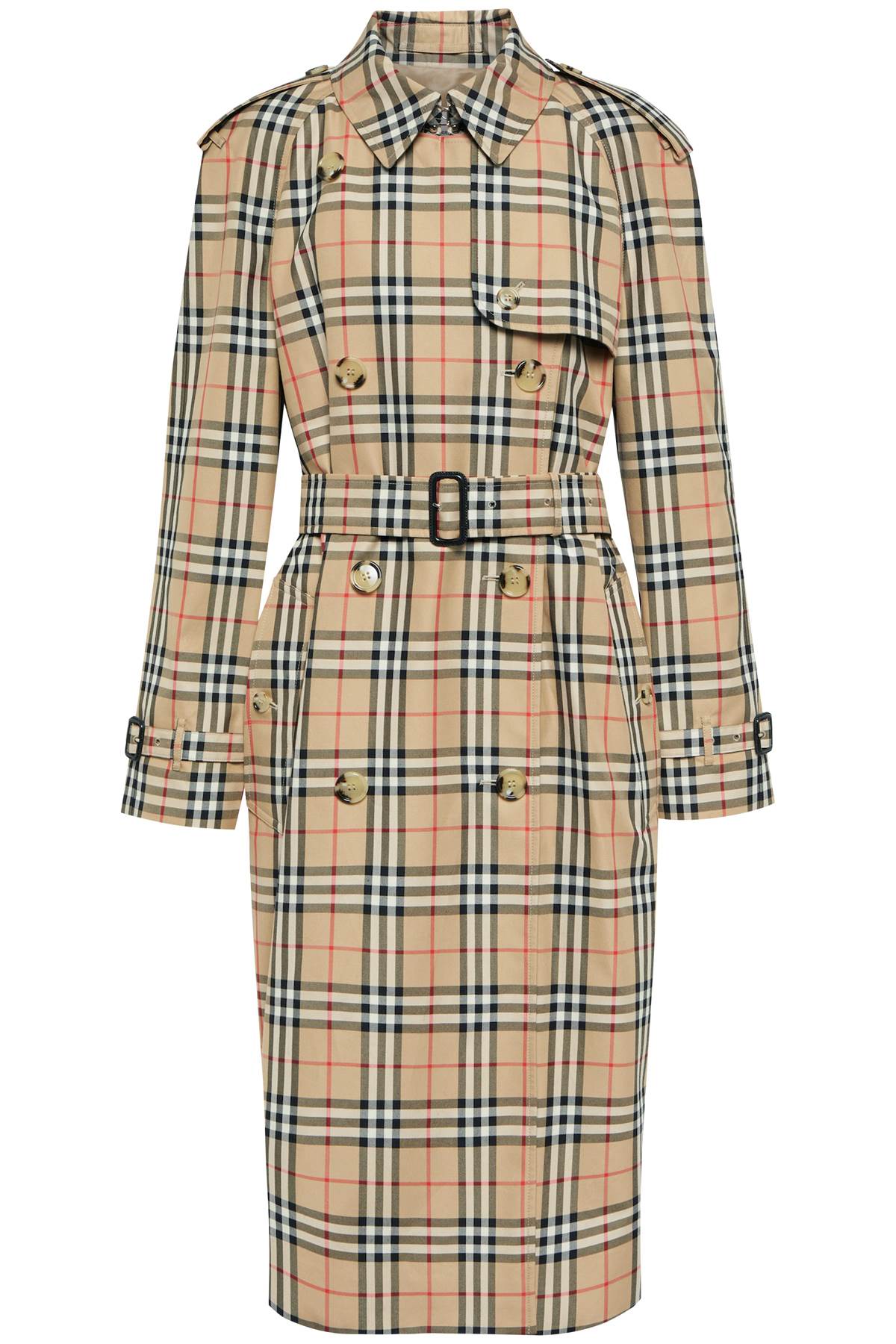 BURBERRY Beige Trench Jacket with Iconic Check Pattern - FW23