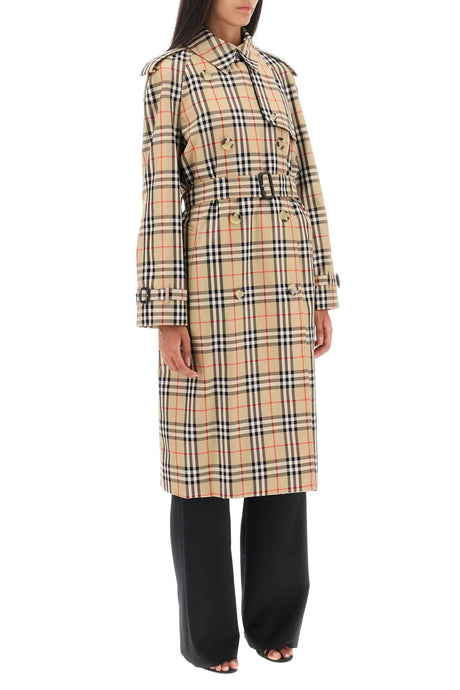 BURBERRY Beige Trench Jacket with Iconic Check Pattern - FW23