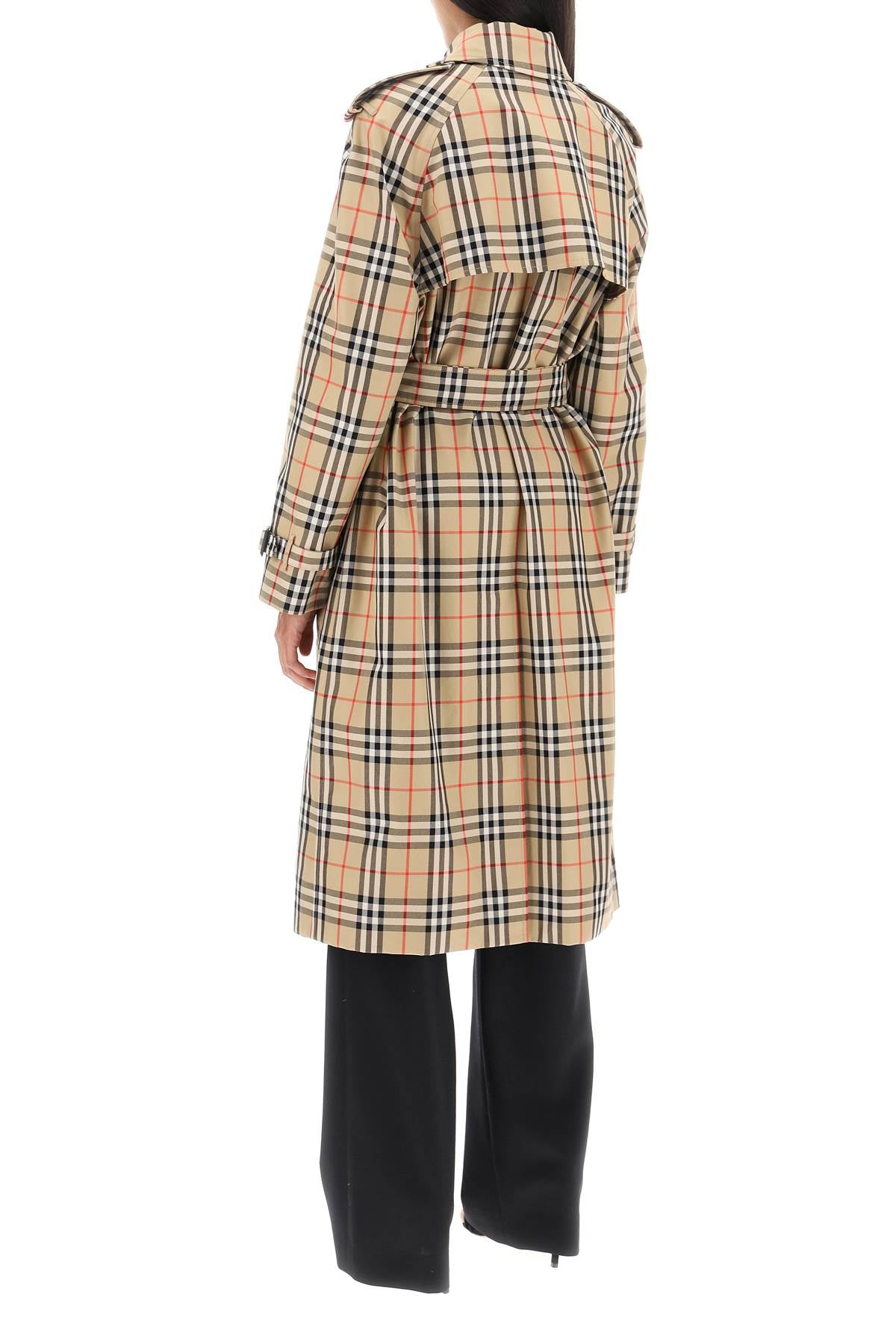 BURBERRY Beige Trench Jacket with Iconic Check Pattern - FW23